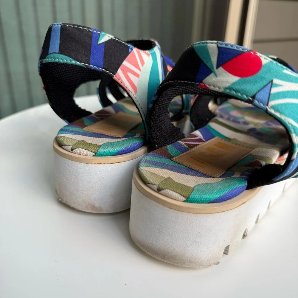 MSGM Women’s Wedges‎ Sandals in Multicolor Fabric, Size 39 (US 9)